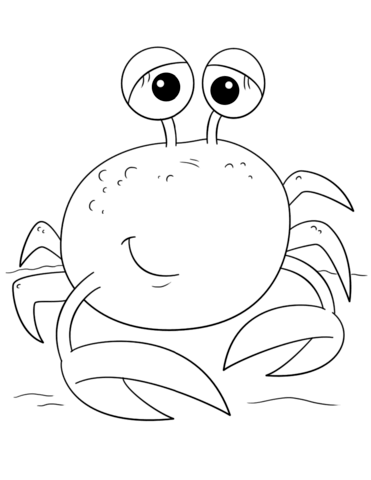 Cute Cartoon Crab Coloring Page